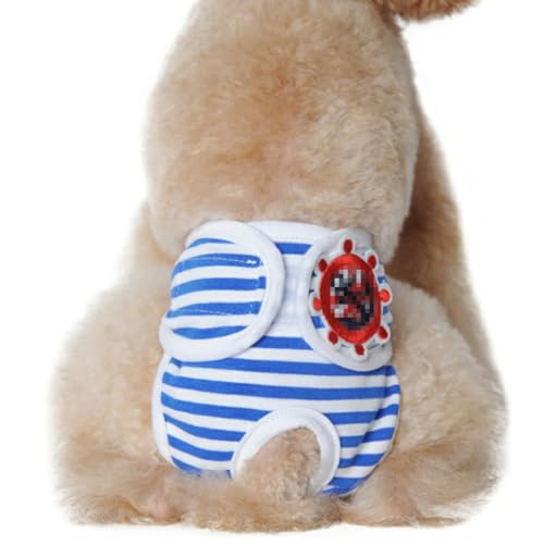 HOUDERCO Pet Menstruationshosen Für Hunde Verstellbare Gestreifte Hygienehosen Für Weibliche Hunde Blau Schützen Sie Teppiche Und Möbel Vor Flecken Atmungsaktiv Und Komfortabel von HOUDERCO