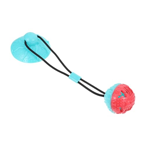 HOUDERCO Interaktives Hundespielzeug mit Saugnapf Selbstspielender TPR Kauspielzeug Ball Leckerlispender und Zugspiel für Welpen und Große Hunde Robustes Apportierspielzeug zur von HOUDERCO