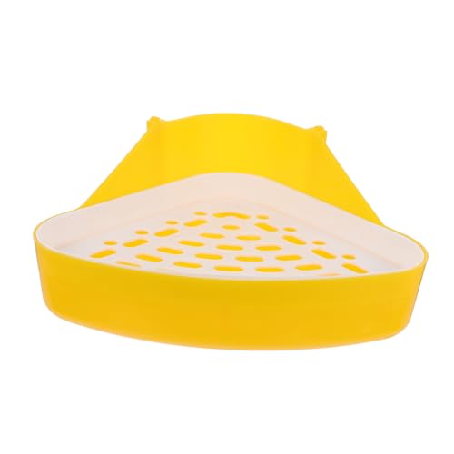 HOUDERCO Kaninchen Toilette aus Robustem Kunststoff Eckige Katzentoilette für Kleine Haustiere Praktisches Trainings wc für Zwergkaninchen und Kleintiere Gelb Pflegeleicht und Langlebig von HOUDERCO