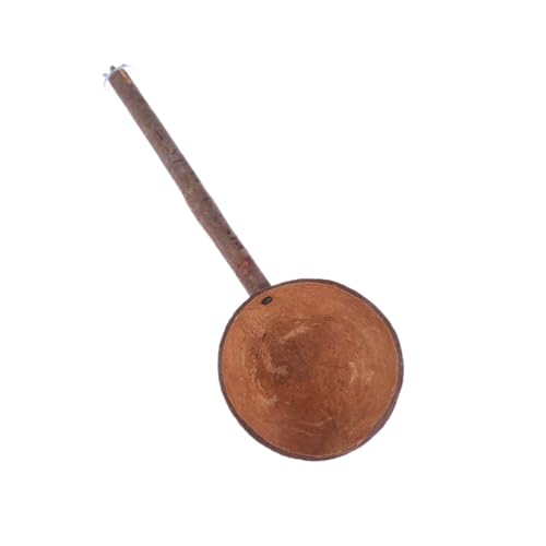 HOUDERCO Kreative Kokosnussschale für Papageien Langlebiges Vogelspielzeug mit Stehstock als Futter und Nestschale aus Natürlicher Kokosnussschale von HOUDERCO