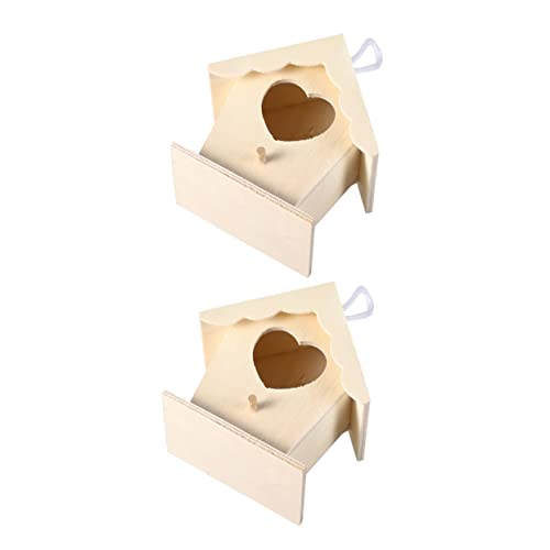 HOUDERCO Kreatives Hängendes Holz-vogelnest Deko-futterhaus in Herzform Für Kleine Vögel Für Balkon Und Garten Wetterfest Und Handgefertigt Für Kanarienvögel Und Papageien von HOUDERCO