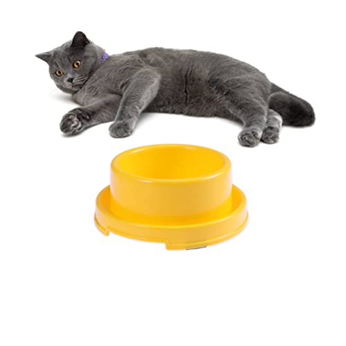 HOUDERCO Kreisförmige Ameisen Hundenapfschüssel für Welpen und Katzen rutschfest aus Hochwertigem für Kleine Haustiere Gelb Pet Food Bowls von HOUDERCO