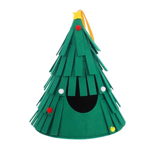 HOUDERCO Waschbare Hamster-hütte Aus Weichem Filz Weihnachtsbaum-förmiges Versteck Für Kleine Tiere Wie Meerschweinchen Chinchillas Und Zwerghasen Gemütlicher Rückzugsort von HOUDERCO