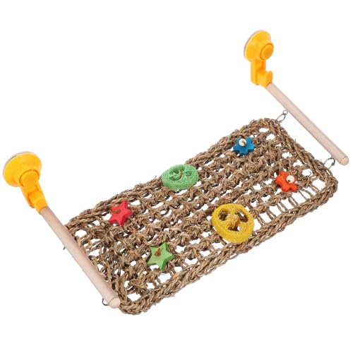 HOUDERCO Papagei Kletterspielzeug Mit Saugnapf Kauspielzeug Für Wellensittiche Und Nymphensittiche Gras Für Reisen Aktivität von HOUDERCO