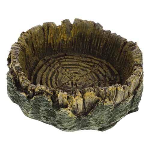 HOUDERCO Reptilien Wasserschale im Holzdesign Dekorative Futterschale für Reptilien für Eidechsen und Kleine aus Langlebigem Harz rutschfest Reinigen HOUDERCO Reptilien Wasserschale im Holzdesign Dekorative Futterschale für Reptilien für Eidechsen und Kleine aus Langlebigem Harz rutschfest Reinigen von HOUDERCO