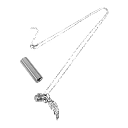 HOUDERCO Titanium Urne Halskette Mit Engel-flügel-Design Cremation Necklace Für Haustierasche Tragbare Erinnerungsurne Für Kleine Hunde Leicht Und Handlich Eleganter Minimalistischer von HOUDERCO