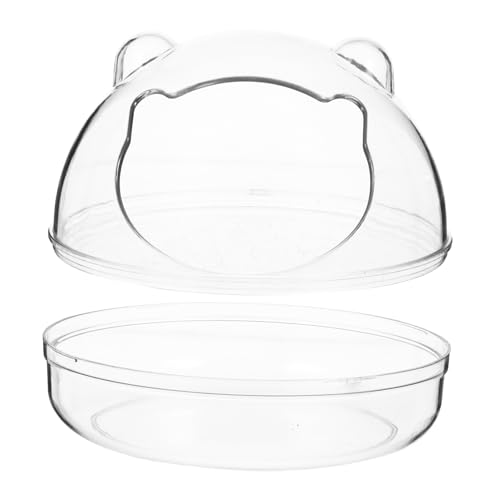 HOUDERCO Transparente Hamster Badewanne mit Abnehmbarem Sandbehälter Kompakte für Kleintiere Geeignet als Haustier Toilette und Sauna Passend für Hamster und Chinchilla Pflegeleicht und von HOUDERCO
