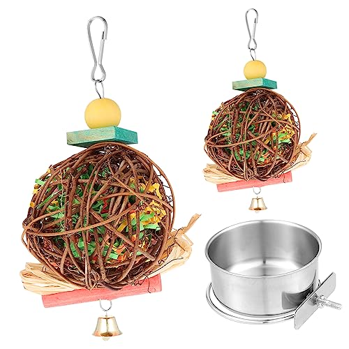 HOUDERCO Vogelfutterbecher mit Spielzeugset für Papageien Abnehmbare Haken Einfacher Aufbau Multifunktionales Design für Vogelkäfige und Fütterung Fördert das Spielverhalten HOUDERCO Vogelfutterbecher mit Spielzeugset für Papageien Abnehmbare Haken Einfacher Aufbau Multifunktionales Design für Vogelkäfige und Fütterung Fördert das Spielverhalten von HOUDERCO