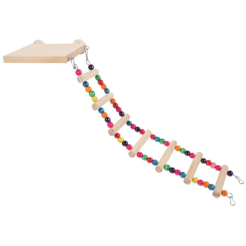 HOUDERCO Bunte Vogel Kletterleiter Aus Holz Mit Spielplattform Für Wellensittiche Nymphensittiche Und Andere Vögel Handgefertigtes Sicheres Spielzeug Für Aktive Vögel von HOUDERCO