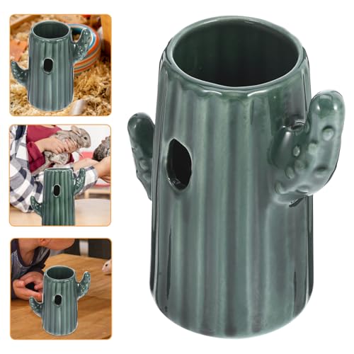 HOUDERCO Wasserflasche für Hamster Wasserspender für Hamster Keramik Hamster Trinkflaschenhalter Hamster Wasserflasche Haustier mit Flaschenhalter für Hamster Hamsterspenderständer Green von HOUDERCO