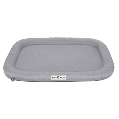 HOUND & NATURE Hundekissen Arosa - weiches Liegekissen für größere Hunde - Öko-Hundebett waschbar, hygienisch, robust & nachhaltig (L - 115x75 cm - Hellgrau) von HOUND & NATURE