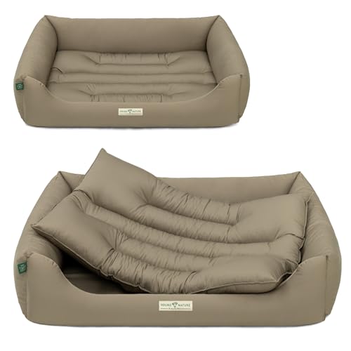 HOUND & NATURE | Öko Hundebett Bern | Weich/Soft | Gr. L für Größere Hunde - Kuscheliges Hundebett Waschbar mit Wende - Liegekissen (L - 105x75 cm, Taupe) von HOUND & NATURE