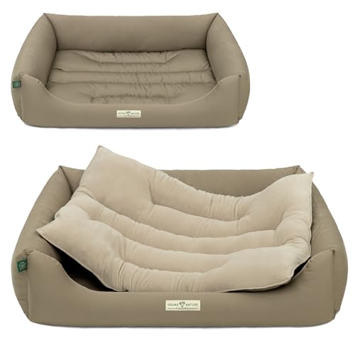 HOUND & NATURE | Öko Hundebett Luzern | Weich/Soft | Gr. XL für Große Hunde - Kuscheliges, Flauschiges Hundebett Waschbar mit Wende - Liegekissen (XL - 115x85 cm, Taupe) von HOUND & NATURE