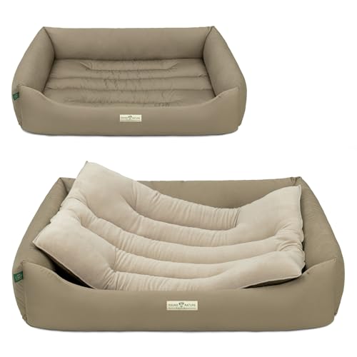 HOUND & NATURE | Öko Hundebett Luzern | Weich/Soft | Gr. XXL für Sehr Große Hunde - Kuscheliges, Flauschiges Hundebett Waschbar mit Wende - Liegekissen (XXL - 125x95 cm, Taupe) von HOUND & NATURE