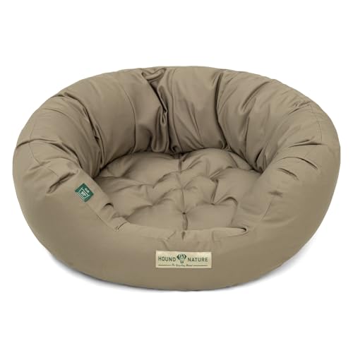 HOUND & NATURE Öko Hundebett St. Moritz - rund, kuschelig und waschbar, Donut Hundekorb für kleine Hunde (S - 65x60 cm - Taupe) von HOUND & NATURE