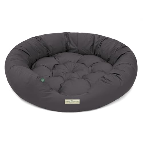 HOUND & NATURE Öko Hundebett St. Moritz - rund, kuschelig und waschbar, Donut Hundekorb für sehr große Hunde (XL - 122x115 cm - Grau) von HOUND & NATURE