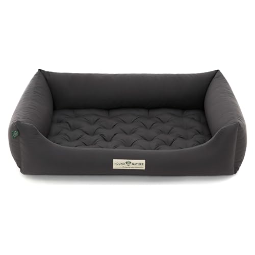 HOUND & NATURE | Orthopädisches Hundebett Zermatt, Hundekorb für Größere Hunde mit hohem Rand, Kuscheliges Hundesofa mit Hundekissen waschbar (L - 105x75 cm, Grau) von HOUND & NATURE