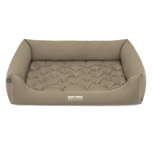 HOUND & NATURE | Öko Hundebett Zermatt | Orthopädisch/Fest | Gr. L für Größere Hunde - Kuscheliges Hundebett Waschbar mit Wende - Liegekissen (L - 105x75 cm, Taupe) von HOUND & NATURE