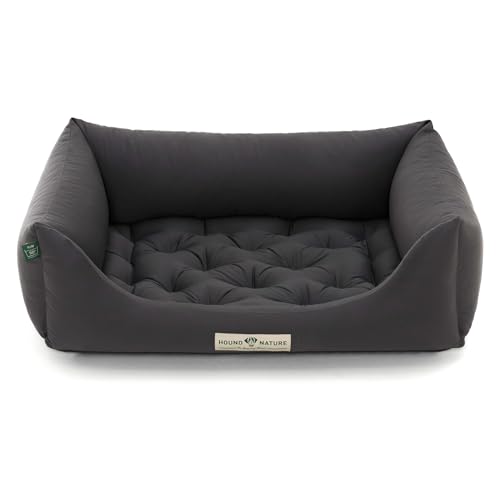HOUND & NATURE | Orthopädisches Hundebett Zermatt, Hundekorb Mittelgroße Hunde mit hohem Rand, Kuscheliges Hundesofa mit Hundekissen waschbar (M - 95x70 cm, Grau) von HOUND & NATURE