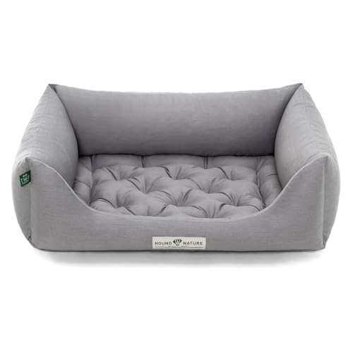 HOUND & NATURE | Orthopädisches Hundebett Zermatt, Hundekorb Mittelgroße Hunde mit hohem Rand, Kuscheliges Hundesofa mit Hundekissen waschbar (M - 95x70 cm, Hellgrau) von HOUND & NATURE