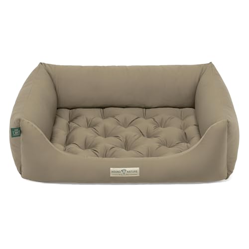 HOUND & NATURE | Öko Hundebett Zermatt | Orthopädisch/Fest | Gr. M für Mittelgroße Hunde - Kuscheliges Hundebett Waschbar mit Wende - Liegekissen (M - 95x70 cm, Taupe) von HOUND & NATURE