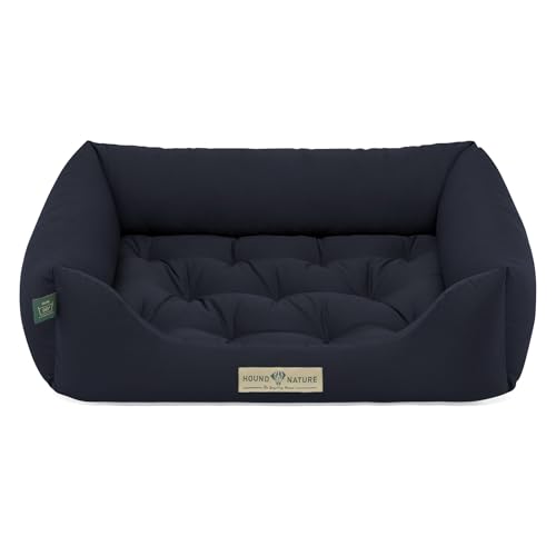 HOUND & NATURE | Orthopädisches Hundebett Zermatt, Hundekörbchen Kleine Hunde mit hohem Rand, Kuscheliges Hundesofa mit Hundekissen waschbar (S - 75x60 cm, Dunkelblau) von HOUND & NATURE