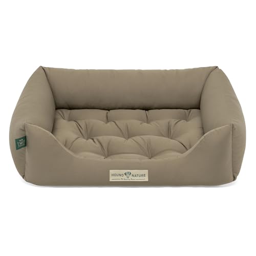 HOUND & NATURE | Orthopädisches Hundebett Zermatt, Hundekörbchen Kleine Hunde mit hohem Rand, Kuscheliges Hundesofa mit Hundekissen waschbar (S - 75x60 cm, Taupe) von HOUND & NATURE