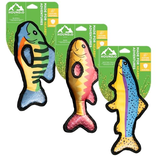 HOUND2O Plüschspielzeug für Hunde, quietschender Bluegill und Forelle, 2er-Pack, Vorteilspack, Outdoor-Themen-Hundespielzeug für harte Kauer von HOUND2O
