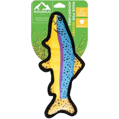 HOUND2O Plüschtier für Hunde | Quietschende gepunktete Forelle | lustiges Outdoor-Hundespielzeug für harte Kauer von HOUND2O