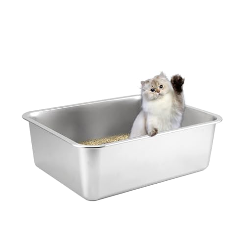 HOUSLUX Katzenklo, Katzentoilette, Katzenklo Groß, Niemals Gerüche, Rostfrei, Antihaft Glatte Oberfläche,Katzentoilette Großes Fassungsvermögen für Leichtere Reinigung (Edelstahl, 40 * 30 * 10CM) HOUSLUX Katzenklo, Katzentoilette, Katzenklo Groß, Niemals Gerüche, Rostfrei, Antihaft Glatte Oberfläche,Katzentoilette Großes Fassungsvermögen für Leichtere Reinigung (Edelstahl, 40 * 30 * 10CM) von HOUSLUX