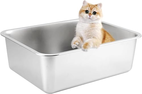 HOUSLUX Katzenklo Robuste Katzentoilette Niemals Gerüche, Rostfrei, Antihaft Glatte Oberfläche, Edelstahl Katzenklo Großes Fassungsvermögen für Leichtere Reinigung HOUSLUX Katzenklo Robuste Katzentoilette Niemals Gerüche, Rostfrei, Antihaft Glatte Oberfläche, Edelstahl Katzenklo Großes Fassungsvermögen für Leichtere Reinigung von HOUSLUX