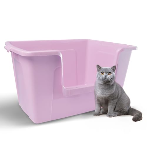 Katzenklo XXL Katzentoilette Katzenklo Hoher Rand Leicht zu Reinigen und Perfekt Geeignet für Katzen bis 10 kg Geräumige Lösung für große Katzen und Kätzchen 61 * 42 * 30CM (Aubergine) von HOUSLUX