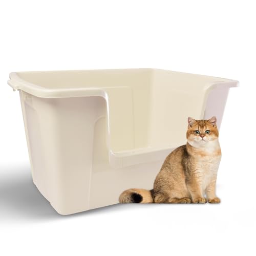 Katzenklo XXL Katzentoilette Katzenklo Hoher Rand Leicht zu Reinigen und Perfekt Geeignet für Katzen bis 10 kg Geräumige Lösung für große Katzen und Kätzchen 61 * 42 * 30CM (Schneeweiß) von HOUSLUX