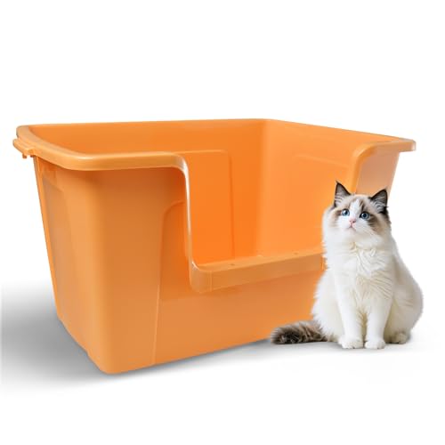 Katzenklo XXL Katzentoilette Katzenklo Hoher Rand Leicht zu Reinigen und Perfekt Geeignet für Katzen bis 10 kg Geräumige Lösung für große Katzen und Kätzchen 61 * 42 * 30CM (Zitronengelb) von HOUSLUX