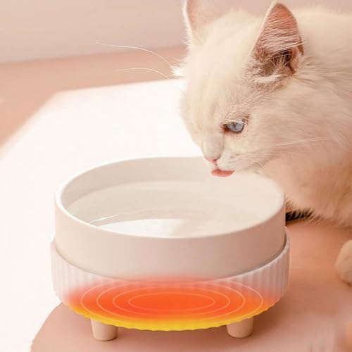 HOUSN Beheizter Wassernapf für Katzen, beheizte Haustiernäpfe für draußen | Elektrisch beheizter Wassernapf für Haustiere | Beheizte Tränke für Hühner, Kaninchen,Weiß von HOUSN