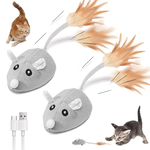 HOVCEH Katzenspielzeug Maus Elektrisch, 2 Stück Magic Maus Katze mit Federschwanz, USB Wiederaufladbares Interaktives Katzenspielzeug Maus, Selbstbeschäftigung Magie Maus Cat Toys HOVCEH Katzenspielzeug Maus Elektrisch, 2 Stück Magic Maus Katze mit Federschwanz, USB Wiederaufladbares Interaktives Katzenspielzeug Maus, Selbstbeschäftigung Magie Maus Cat Toys von HOVCEH