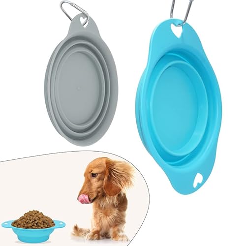 2 Stück Faltbare Silikon-Hundenäpfe in Grau und Blau, 705 ml und 470 ml Wassernapf für Hunde, tragbar und reisefreundlich 2 Stück Faltbare Silikon-Hundenäpfe in Grau und Blau, 705 ml und 470 ml Wassernapf für Hunde, tragbar und reisefreundlich von HOVUK