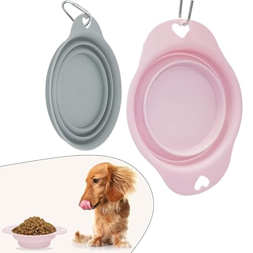 2 Stück Faltbare Silikon-Hundenäpfe in Grau und Rosa, Futternäpfe für Haustiere, 705 ml und 470 ml Wassernapf für Hunde, ideal für Outdoor-Abenteuer 2 Stück Faltbare Silikon-Hundenäpfe in Grau und Rosa, Futternäpfe für Haustiere, 705 ml und 470 ml Wassernapf für Hunde, ideal für Outdoor-Abenteuer von HOVUK