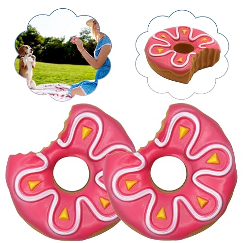 HOVUK® 2 x Silikon Bite Donut Hundespielzeug in Rosa Farbe, Trainingsspielzeug, Pet Squeak Kauspielzeug, geeignet für drinnen und draußen von HOVUK