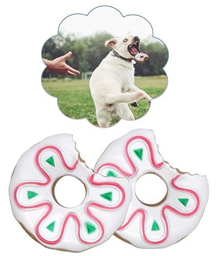 HOVUK® 2 x Silikon Bite Donut Hundespielzeug in weißer Farbe, Trainingsspielzeug, Pet Squeak Kauspielzeug, geeignet für drinnen und draußen von HOVUK