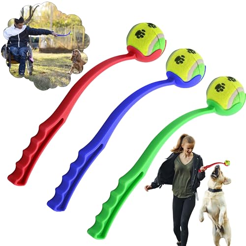 HOVUK 3 x Ballwerfer für Hunde mit 3 Tennisbällen | Welpenspielzeug | Tennisballwerfer für Hunde | Tennisballwerfer zum Apportieren | Spielzeug für Hunde von HOVUK