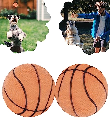 HOVUK® Hundespielbälle, Gummi, Chase Chew Apportier- und Beißball, Haustiernapf als Hundetraining, Übungsspielzeug (2 x Basketball). von HOVUK