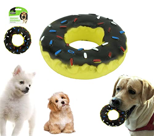 HOVUK® Hundespielzeug, 13 cm, Kauspielzeug für Hunde, Donut und Donut, quietschend, unzerstörbar, robust, langlebig, Kauspielzeug für Hunde, Schwarz von HOVUK