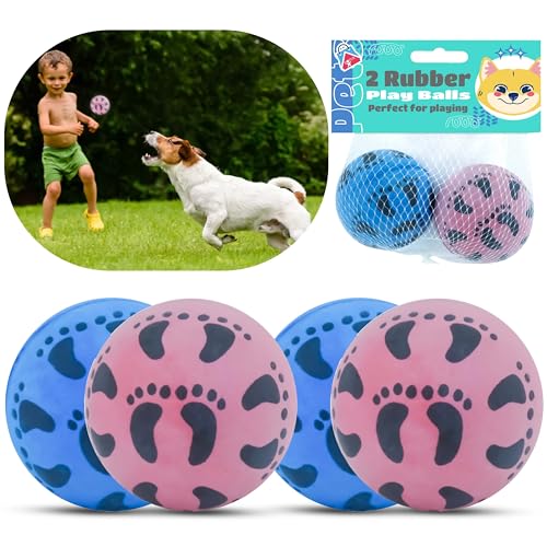 HOVUK Gummibälle für Hunde, Spielbälle für Hunde, Apportier- und Fangspiele, interaktive Hundebälle, federnde strukturierte Apportierbälle, Größe 6 cm, 4 Stück von HOVUK