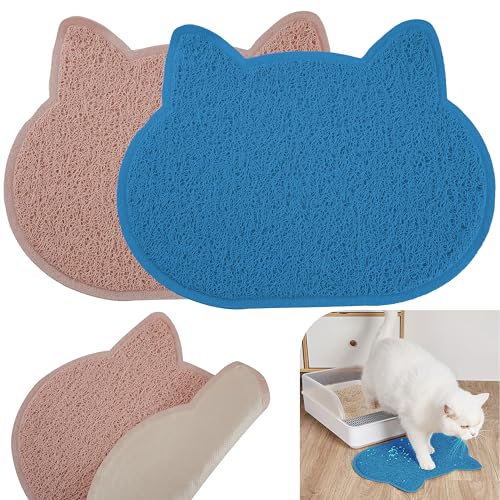 Katzenstreu-Matten für den Boden, waschbar, wasserdicht, rutschfest, wiederverwendbar, für Haustiere im Innenbereich, Größe 40 cm, 2 Stück von HOVUK