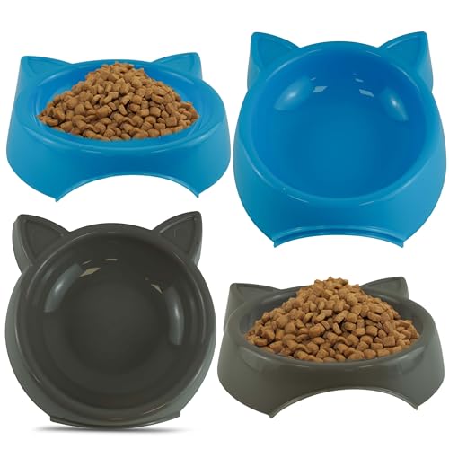 Kleine Katzennäpfe zum Füttern, Blau und Grau, Katzennapf-Set für Haustierzubehör, Kätzchen-Futternäpfe für Haustiere, Outdoor-Katzennäpfe für Camping, 160 ml, 4 Stück Kleine Katzennäpfe zum Füttern, Blau und Grau, Katzennapf-Set für Haustierzubehör, Kätzchen-Futternäpfe für Haustiere, Outdoor-Katzennäpfe für Camping, 160 ml, 4 Stück von HOVUK