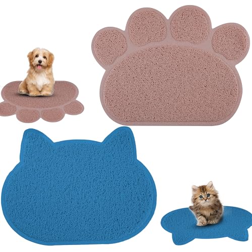 Rutschfeste Haustiermatten für den Boden – blaue und rosa Haustiermatten für Zuhause, wasserdichte Hundematten, leicht zu reinigen, waschbare Matten für Kätzchen, Größe 40 cm, 2 Stück von HOVUK