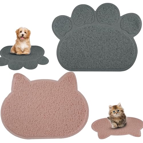 Wasserdichte Haustiermatten, rosa und grau, Hundematten zum Auffangen von Schmutz oder Sand und Sand von Pfoten, Gummi-Katzenmatten für Böden, rutschfeste Matte für Haustiere, Größe 40 cm, 2 Stück von HOVUK