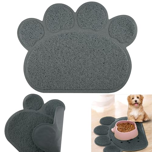 Wiederverwendbare Bodenmatte für Welpen, graue Hundepfotenform, hochfeste Gummimatte für Böden, waschbare Katzenstreumatte für Haustiere, Größe 40 cm von HOVUK