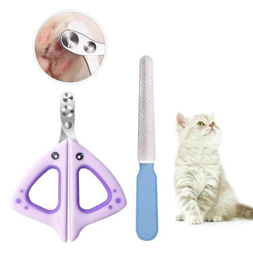 HOWAB Krallenschere Katzen, Professionelle Katzen Krallenschneider für Haustiere, Edelstahl Doppeltes Katzenkrallen Schneider, Sichere Komfortable Katzen Nagelschere mit Nagelfeile für Kleintiere von HOWAB